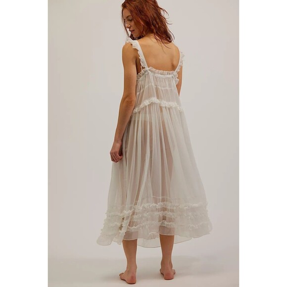 Intimately Free People Moon Phase Midi Slip Dress Ruffle Swingy Sheer M 277737 - Picture 3 of 9